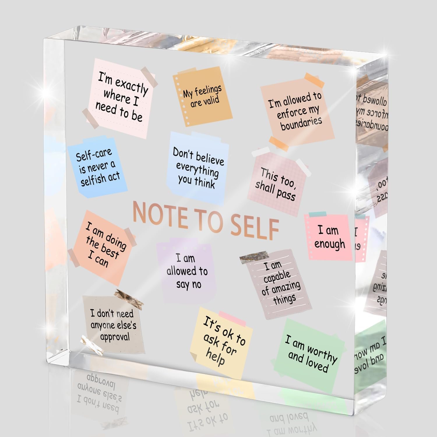 Inspirational Desk Decoration – 4×4″ Acrylic with Inspirational Quotes, Perfect for Dorms and Offices, Daily Positive Affirmations, Therapist Room Decor, Positive Workspace Sign, and Wellness Gift