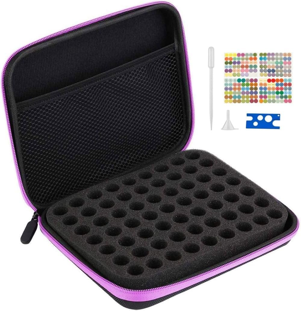 ONLY FOR 1-3ml Bottles, 63 Bottles EVA Essential Oils Organizer, Essential Oil Storage Holder Organizer Carrying Case, Essential Oils Holder Traveling Bag with Foam Insert
