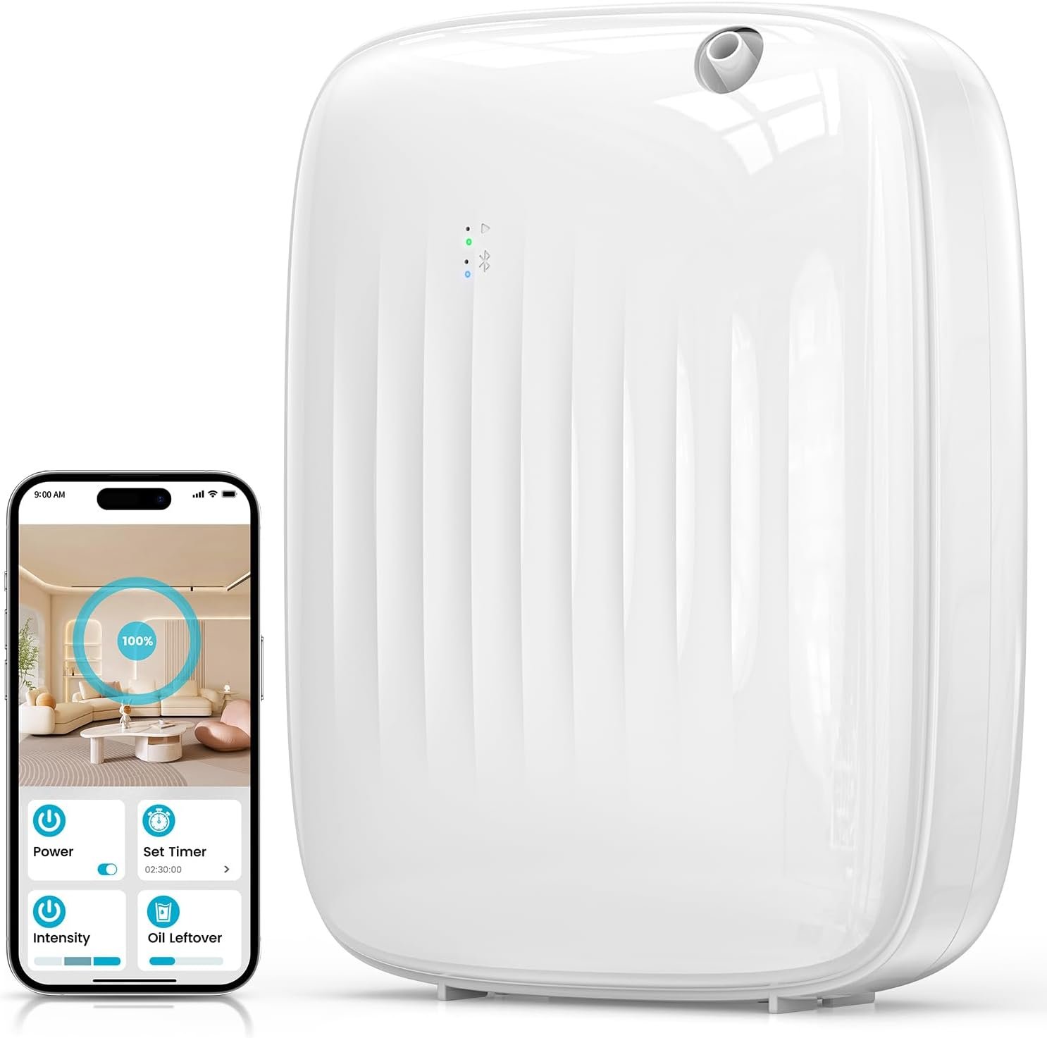Ziweo Waterless Essential Oil Diffuser – Whole-Home Scent Cold Air Diffuser Up to 3000sq.ft for Large Home Office Hotel – Adjustable Intensity & Time, App & Panel Control – Quiet, Wall Amount – 400ml