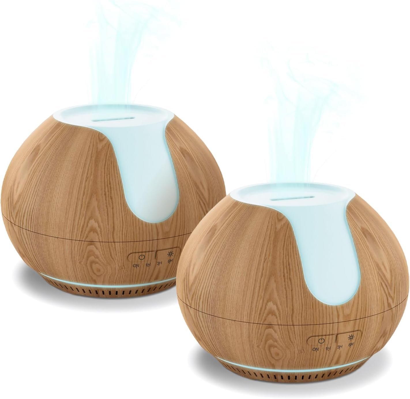 ARVIDSSON Essential Oil Diffuser 2 Pack, Ultrasonic Oil Diffusers for Home, Aromatherapy Diffuser with Mood Light, 200ml Diffuser for Essential Oils, Gift for Women – Wood Grain