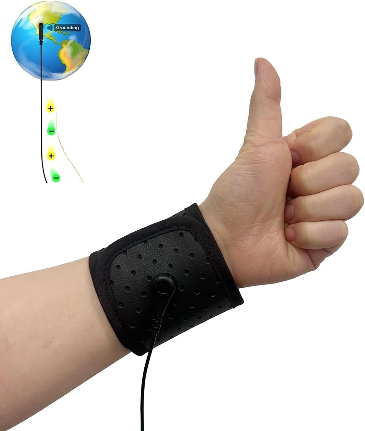 Grounding Wrist Strap,Black Grounding Wristband Improves Sleep Reduces Pain and Inflammation,Increases Energy Grounding Bracelet 12.5″x3.3″