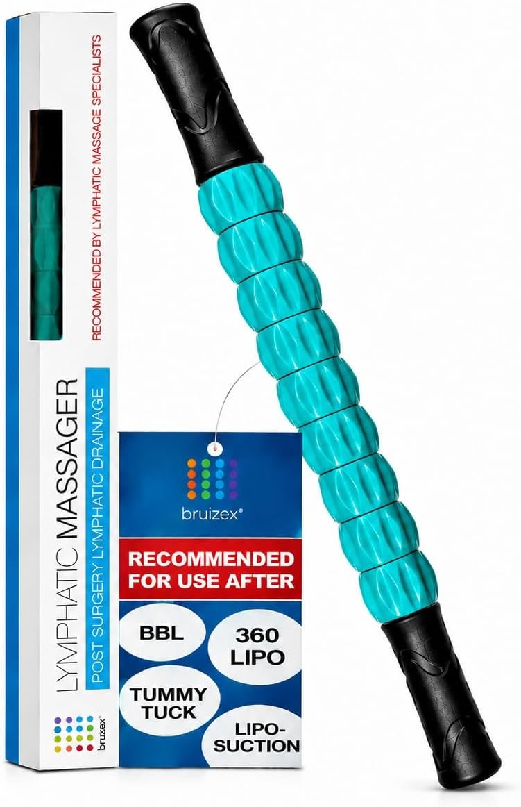 Muscle Roller Lymphatic Drainage Massage Roller Stick – for Myofascial Pain Relief | Post Liposuction & Fibrosis Treatment, Surgery Recovery| Lipo,Tummy Tuck & BBL,Compression Garment, Faja Compatible