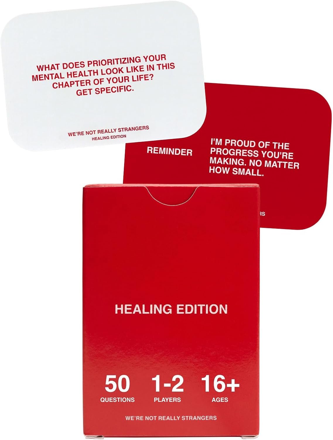 WE’RE NOT REALLY STRANGERS Healing Edition Card Game – 50 Introspective Conversation Cards for Self Love & Emotional Growth – for Singles, Couples, Adults, & Teens, Ages 18+, 1-2 Players
