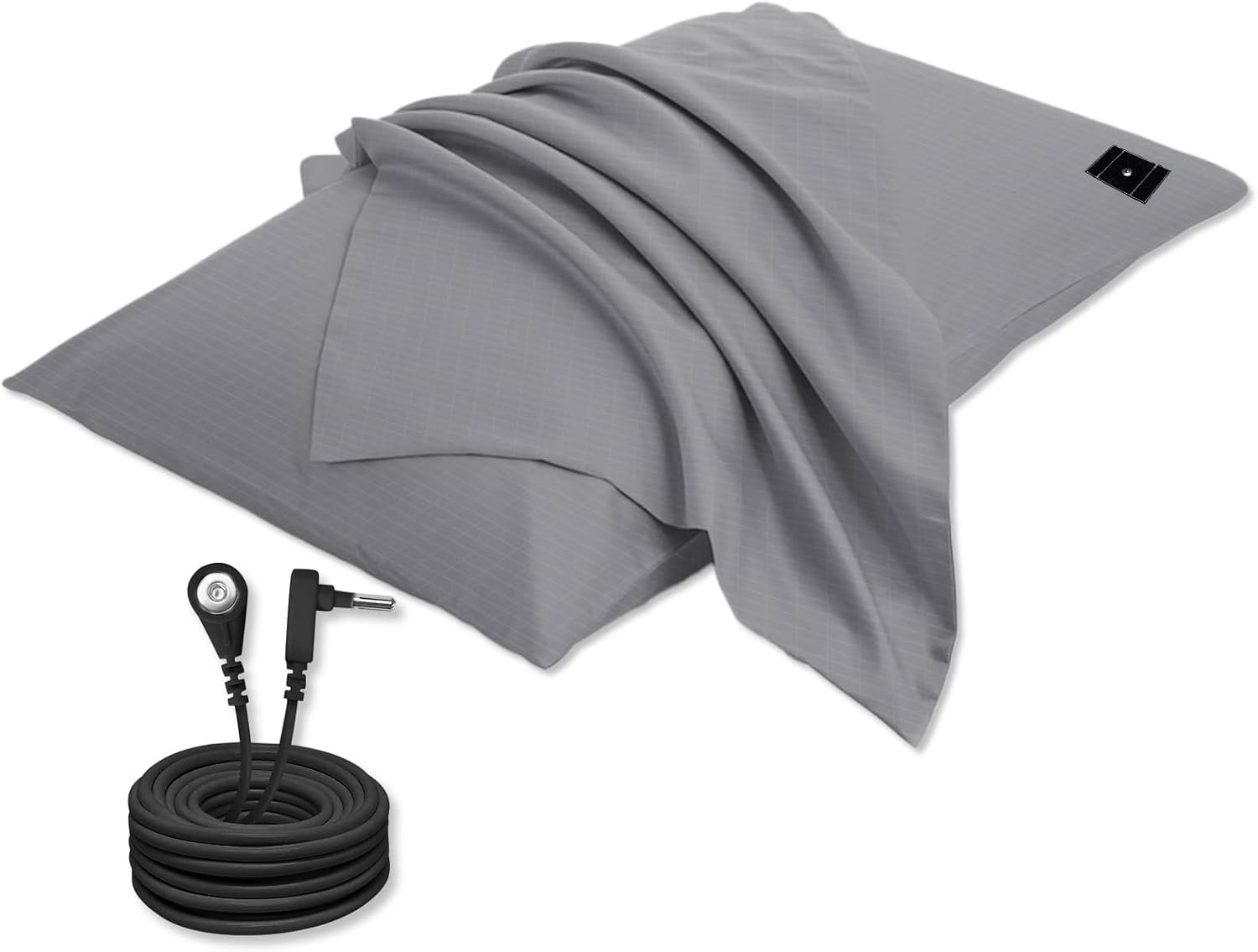 Grounding Pillowcase with Organic Cotton Silver Fiber, Conductive Grounding Pillow Case for Better Sleep, Gray, 20×30 inch