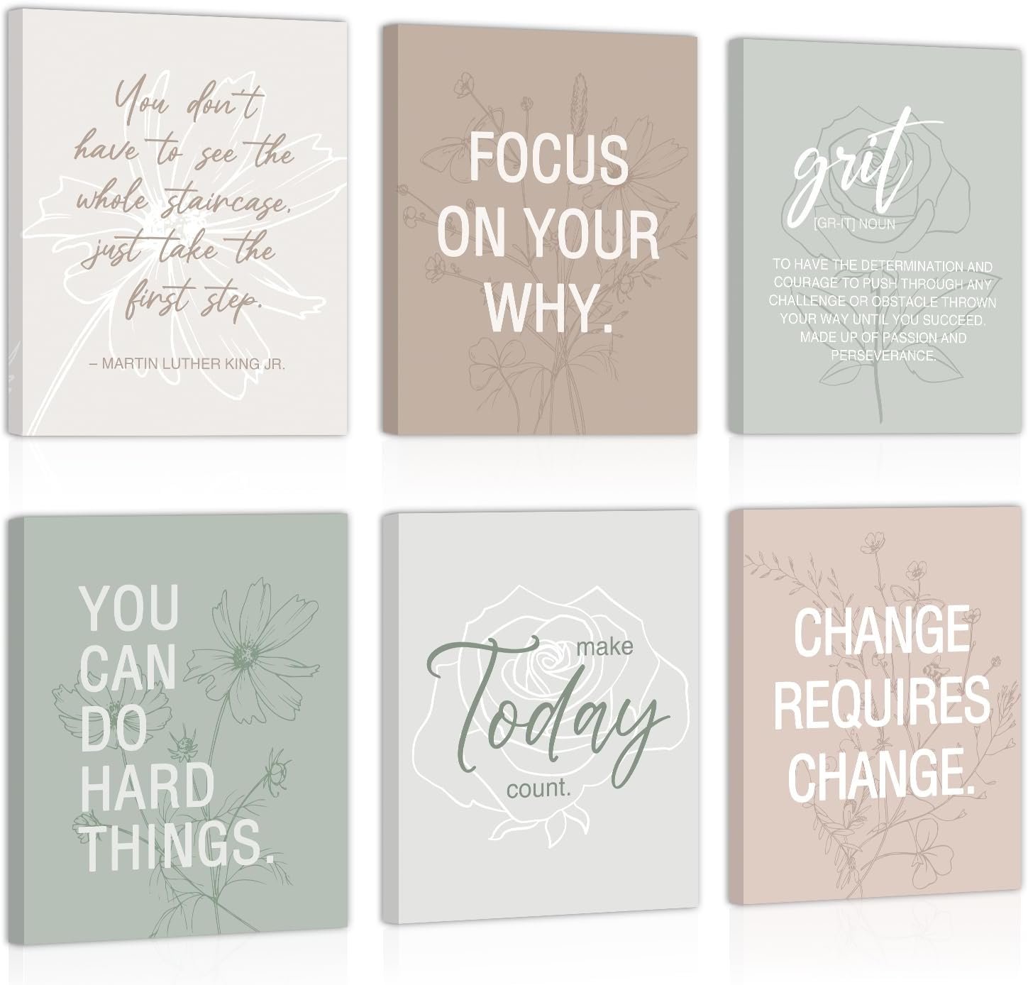 CHDITB Motivational Quotes Frame Canvas Wall Art, Inspirational Wall Decor, Set Of 6 Positive Affirmation Posters For Women, Uplifting Artwork Encourage Art Prints For Home Office Living Room-8”x10”