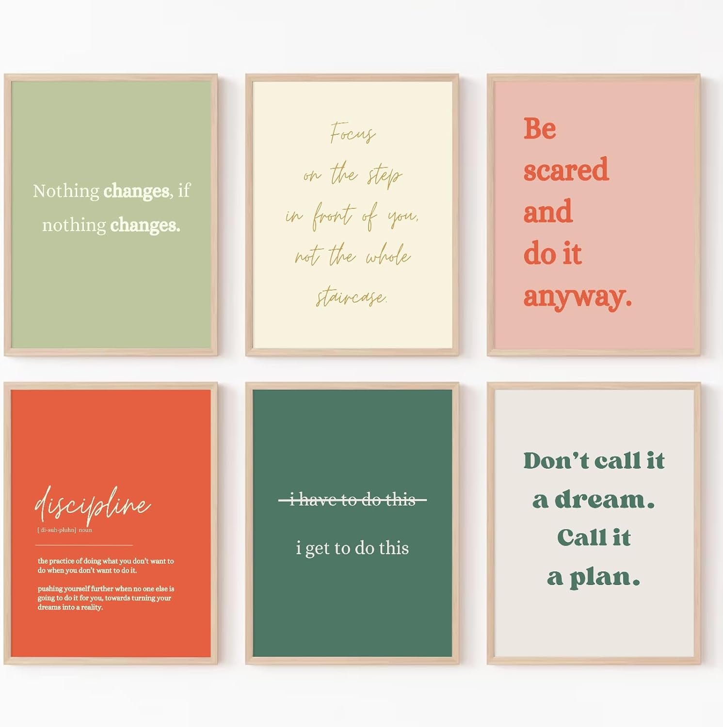 Office Wall Art Motivational Posters Inspirational Quote Canvas Wall Decor Office Positive Pictures Inspirational Classroom Art Motivational Work Prints for Gym Home 8×10 Inch Unframed Set of 6
