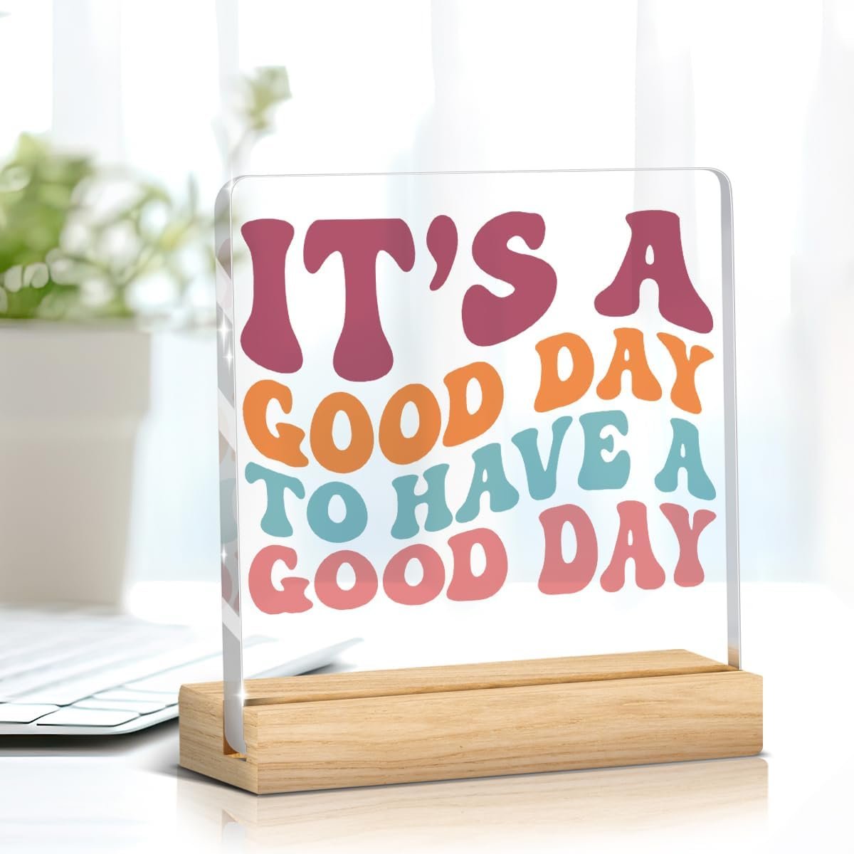 Yellow Positive Affirmation Office Decor Sign With Stand Room Nursery Kitchen Bathroom Bedroom Home Acrylic Decor Inspirational Gifts for Women Men Desk Shelf Tabletop Decoration