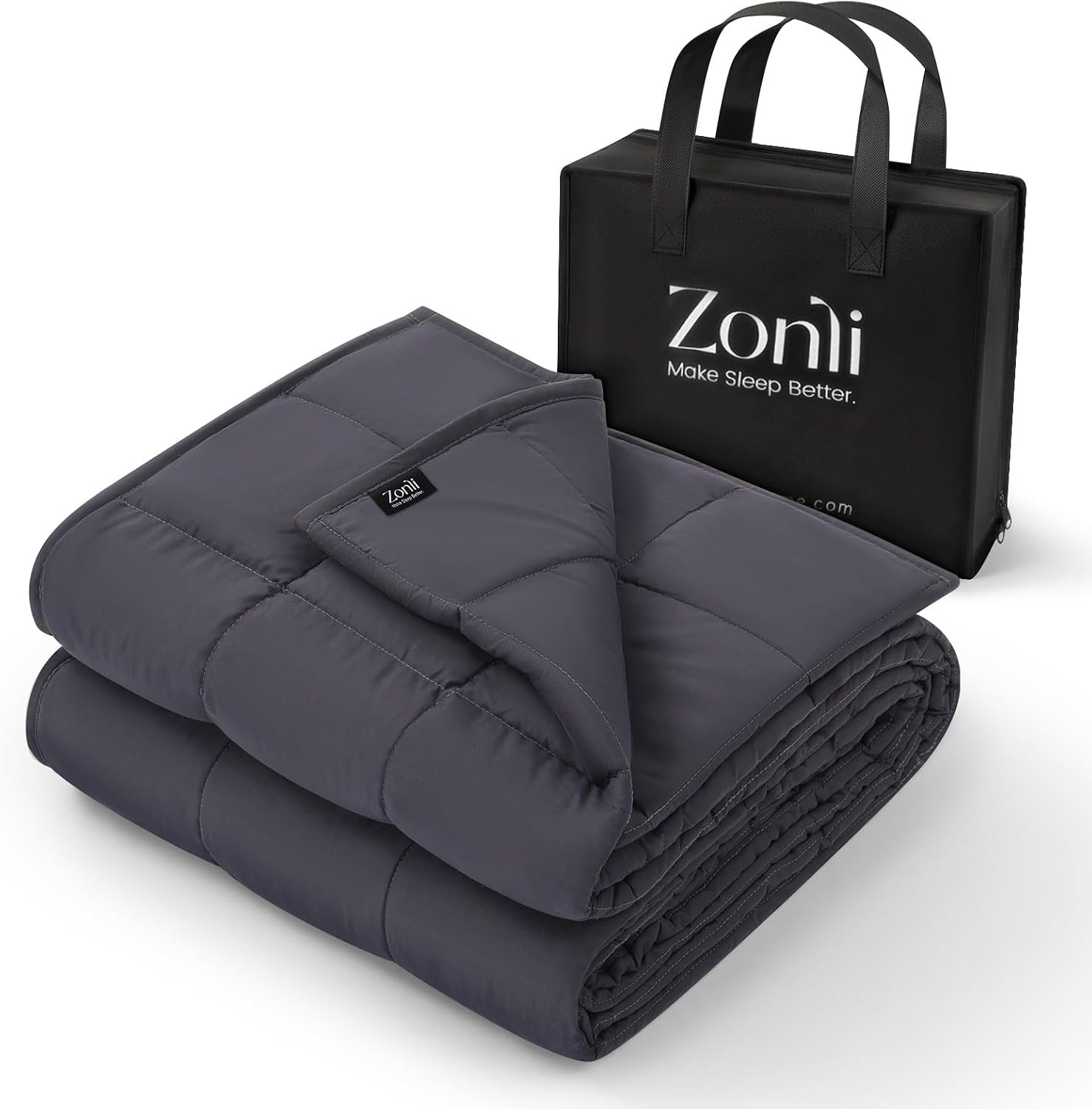 ZonLi Weighted Blanket (60″x80″, 20lbs, Dark Grey) Queen Size Weighted Blanket for Adults, High Breathability Heavy Blanket, Soft Material with Premium Glass Beads