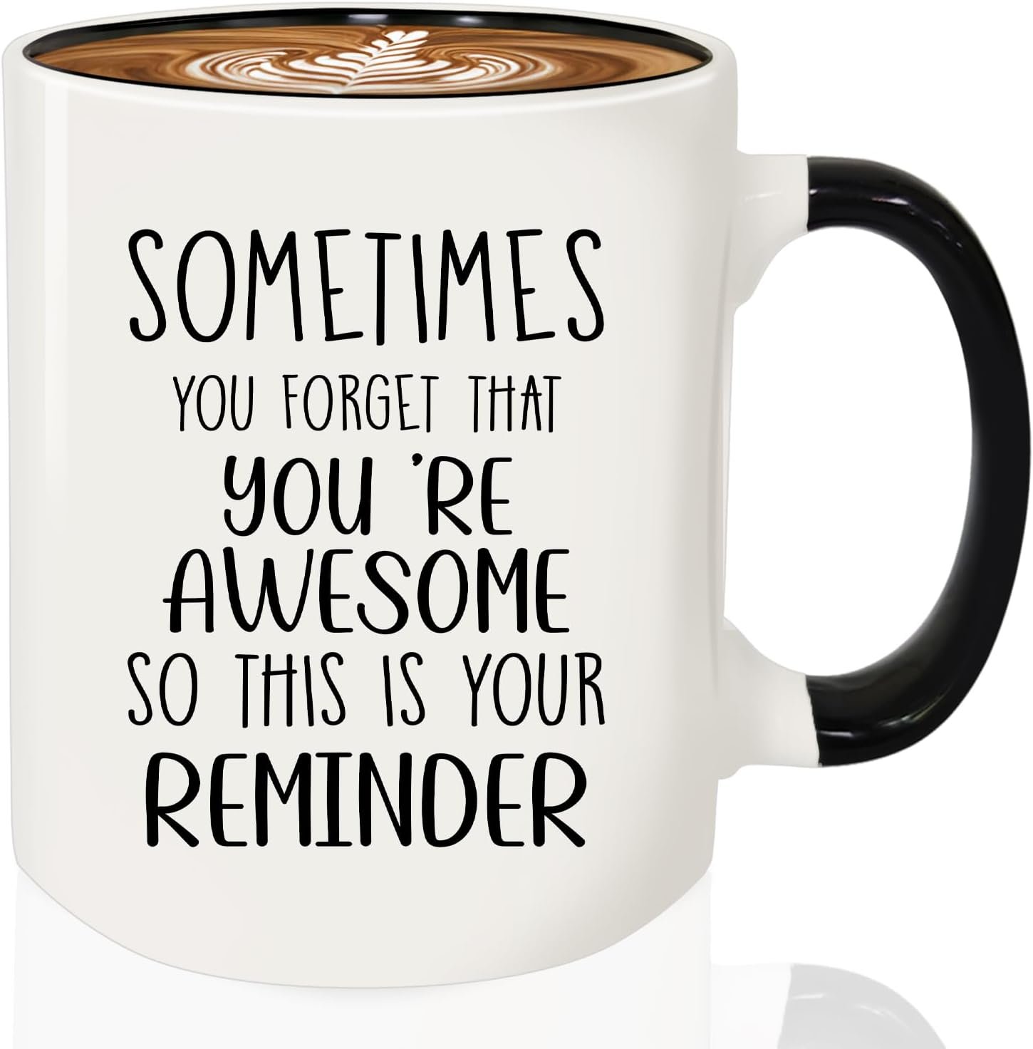 Sometimes You Forget You’re Awesome Mug – Inspirational Coffee Cup – Birthday Christmas mothers day for Women, Wife, Mom, Bestie – Ceramic Motivational Gift for Coworkers, Friends (Black&White)
