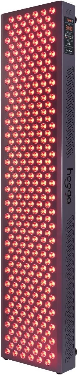 Hooga Red Light Therapy Panel Device – Full Body Panel, 630nm 660nm 810nm 850nm Red & Near Infrared Light Therapy, 300 Quad Chip LEDs, Brightness Control, Pulse Mode – ULTRA1500