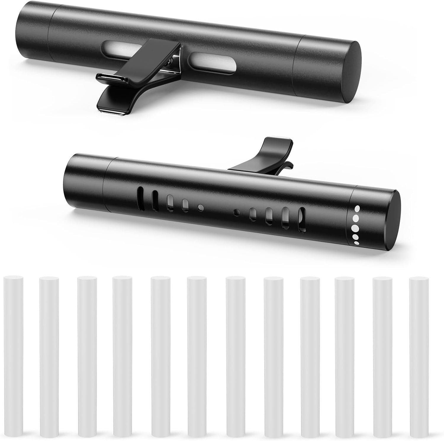 2pcs Car Perfume Diffuser With 12 Odorless Refill Sticks Black | Essential Oil Car Diffuser Suitablefor:Car,Bathroom,OfficeScenario,Cloakroom,Bedrooms,Birthday