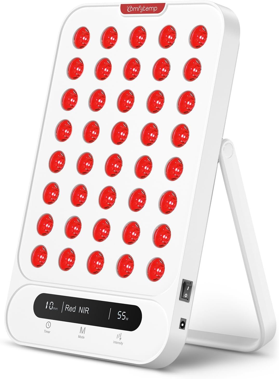Comfytemp 55W Red Light Therapy for Face & Body, Near Infrared Light Panel with Adjustable Stand, Dual-Chip 40 LEDs, 4 Modes Small Portable Panel with Timer for Travel Home, 660nm & 850nm