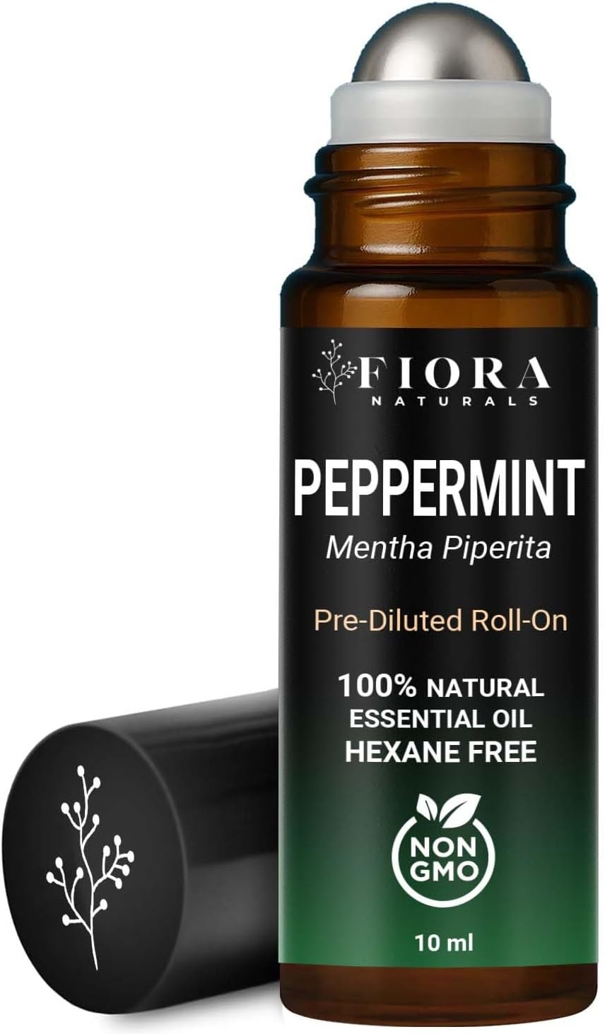 Peppermint Essential Oil Roll On – Cooling Aromatherapy Peppermint Oil Rollerball, Pre-Diluted Essential Oil Roller for Head, Travel & Everyday Refresh, 100% Natural, Compact Roll On Stick
