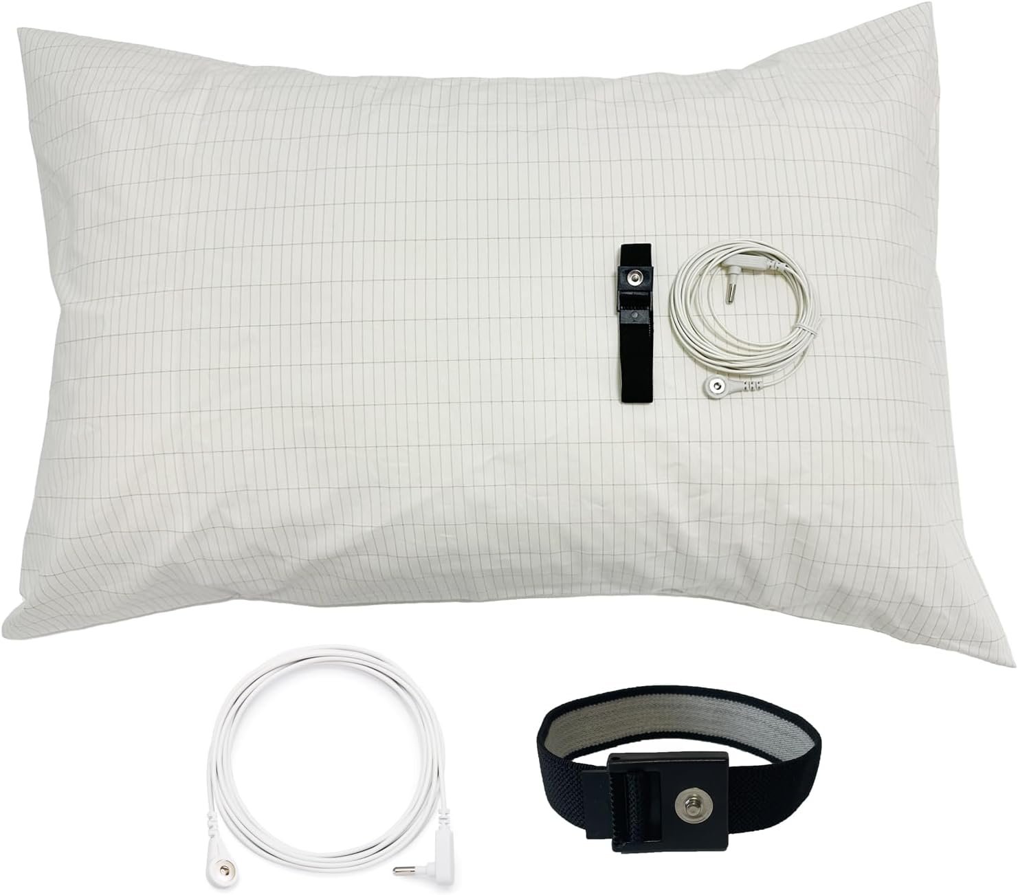 Grounding Bed Pillowcase White Queen 20×30 Inch, 10% Silver Fiber 90% Organic Cotton Natural Pillow Cover with Ground Cord and Wristband