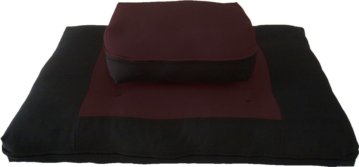 D&D Futon Furniture Zabuton Zafu Set, Yoga, Meditation Seat Cushions, Kneeling, Sitting, Supporting Exercise Pratice Zabuton & Zafu Cushions. (Brown)