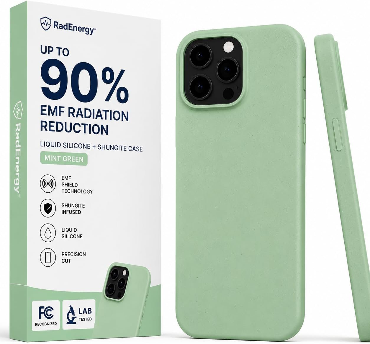 EMF Protection Anti Radiation Liquid Silicone Shungite Case for iPhone 17, FCC-Recognized & NVLAP-Accredited Up to 90% Radiation Reduction, Lightweight 5G Shield Cover, Green