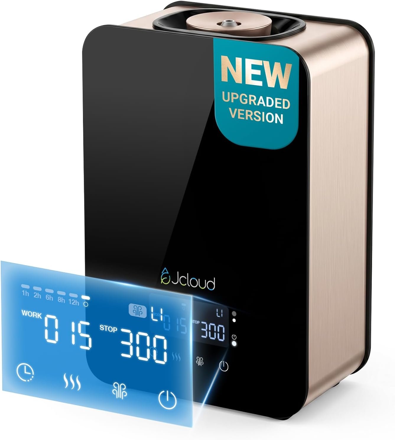 JCLOUD Waterless Essential Oil Diffuser – Cold Air Scent Diffuser Oil Machine for Home Office Hotel, HVAC Compatible, Up to 2000 Sq Ft, Upgraded Display and Button Controls, Black