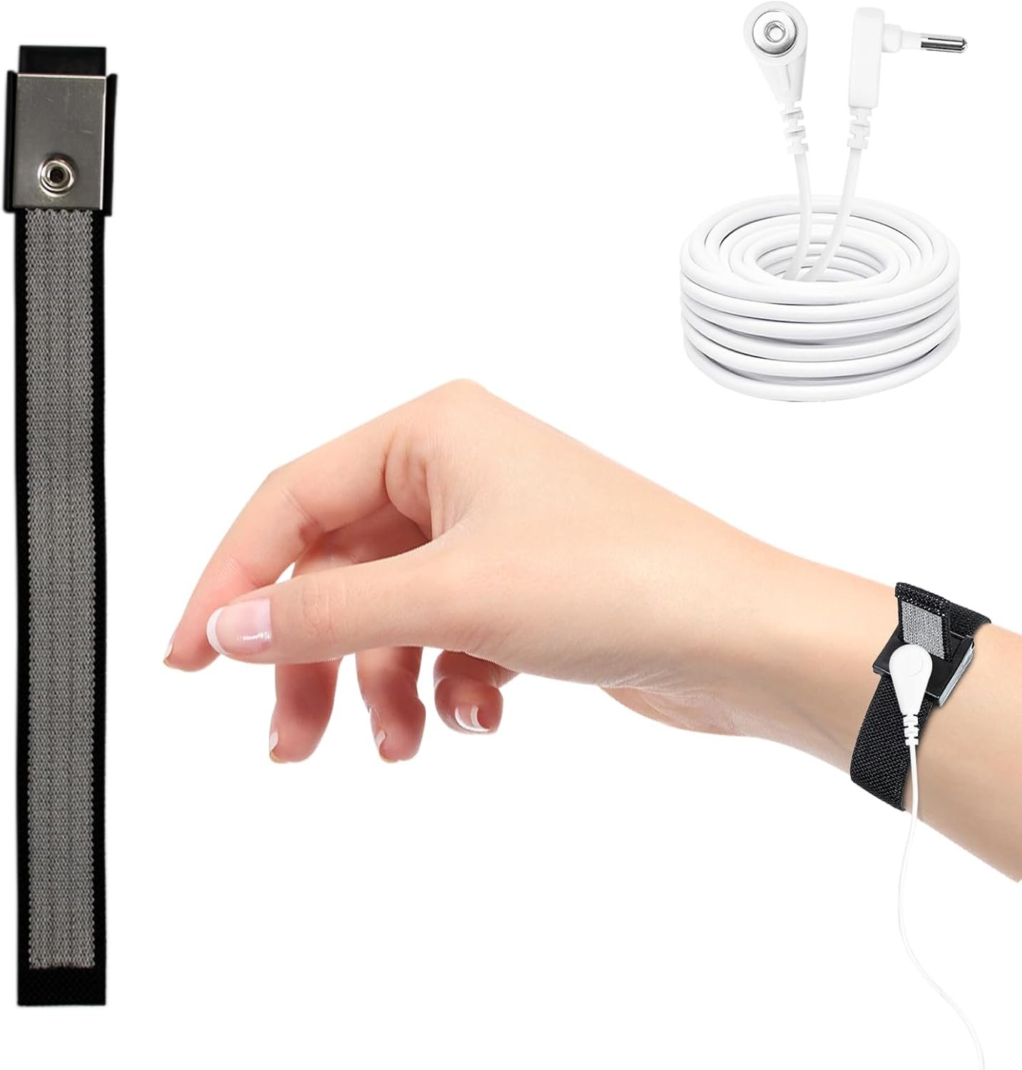 Grounding Wrist Strap,Anti-Static Sleep Wristband,Anti Static Wrist Strap,Grounding Bracelet with 15 Feet Grounding Cord(Black)