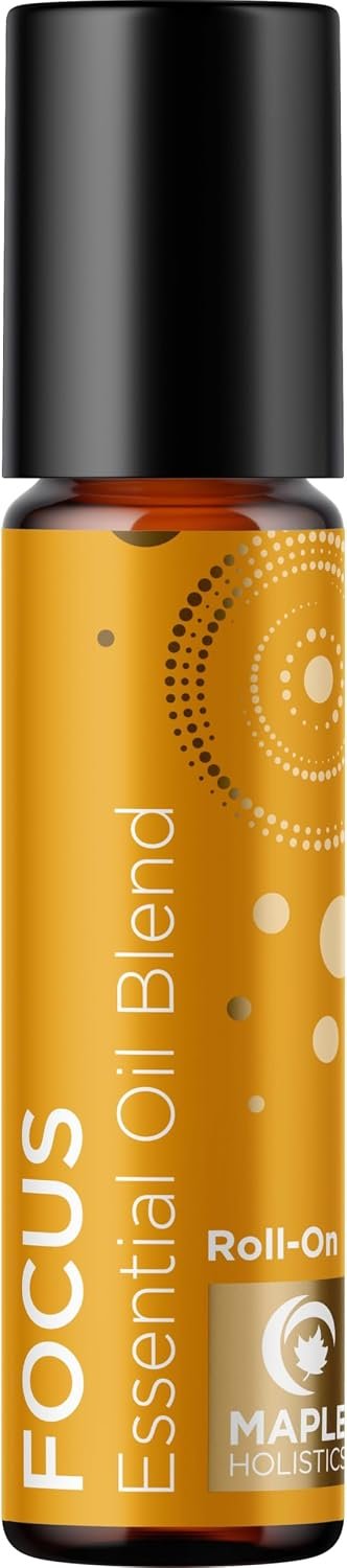 Focus Essential Oil Roll On – Aromatherapy Essential Oil Roller with Invigorating Pure Citrus and Mint Oils – Attention and Focus Essential Oil Blend with Eucalyptus Peppermint & Grapefruit (1 Pack)