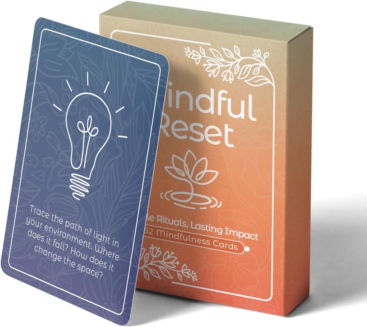 52 Mindfulness Cards for Stress Relief & Everyday Calm, 60-Second Self Care Prompt Deck for Gratitude, Grounding & Meditation, Wellness Gifts for Women and Men