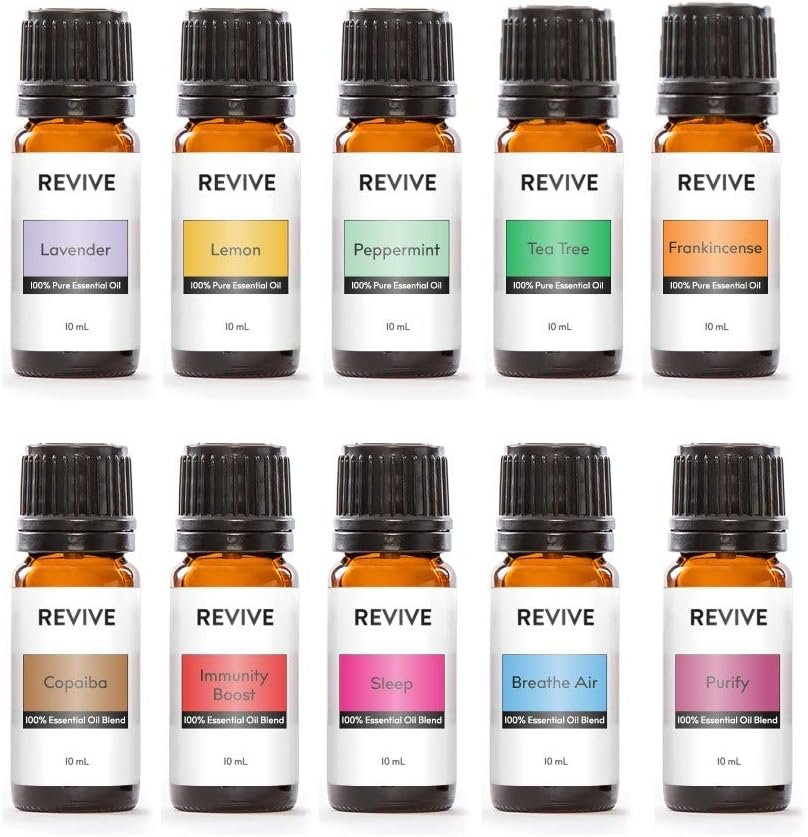 Starter Kit by Revive Essential Oils – 100% Pure Therapeutic Grade, for Diffuser, Humidifier, Massage, Aromatherapy, Skin & Hair Care