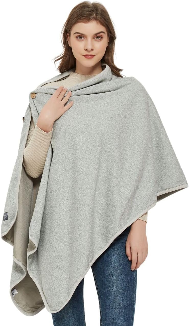 Radia Smart EMF Poncho Blanket, 5G, Wearable Faraday Blanket, RF Shielding, WiFi Blocker, EMF Clothing 28″ x 72″, Black/Grey