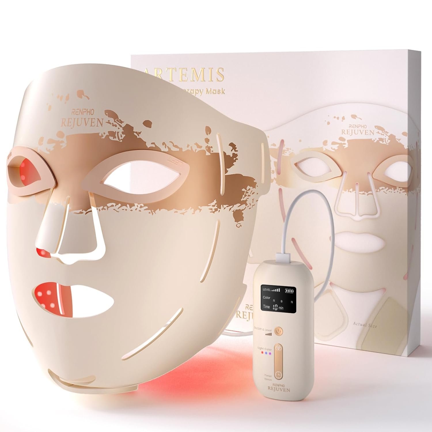 RENPHO 4D Red Light Therapy Mask for Face 2026, Birthday Gifts for Women Mom Wife, 324 LEDs Full Face Coverage & 3 Light Modes, Cordless LED Red Light Therapy Face Mask for Home Use & Travel