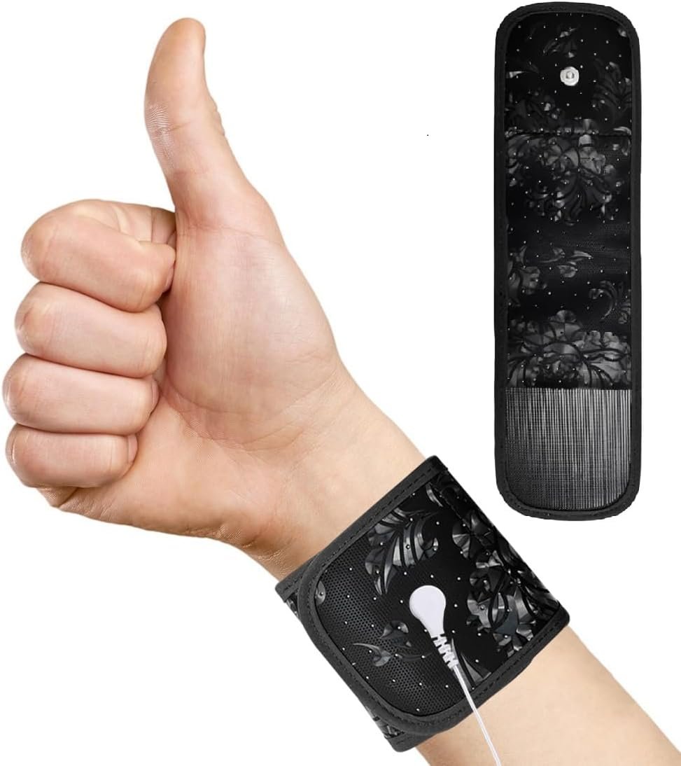 Grounding Wristband Wrist Strap for Therapy Silver Fiber Grounded Wrist Band for Pain Anxiety with 15ft Grounding Cord