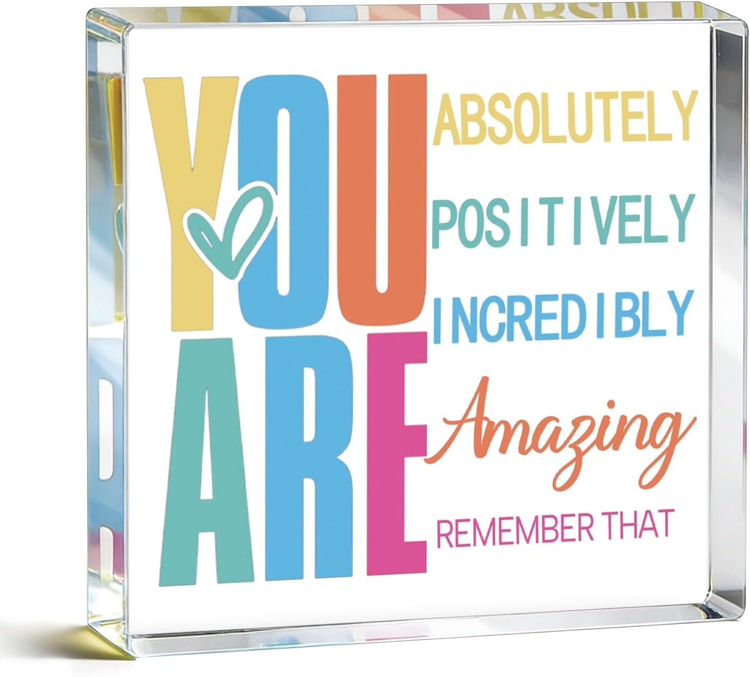 Motivational Desk Decor Inspirational Acrylic Desk Decor Gifts For Women Men Cheer Gifts Encouragement Uplifting Cheer Up Gift for Female Coworkers Friends Office Decors Shelf Table Decoration