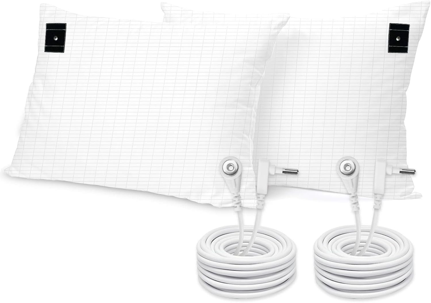 Grounding Pillowcase 2 Pack, 20×30, 2 Pillow Covers with 15 ft Grounding Cord, Soft Cotton Silver Fiber, Improve Sleep