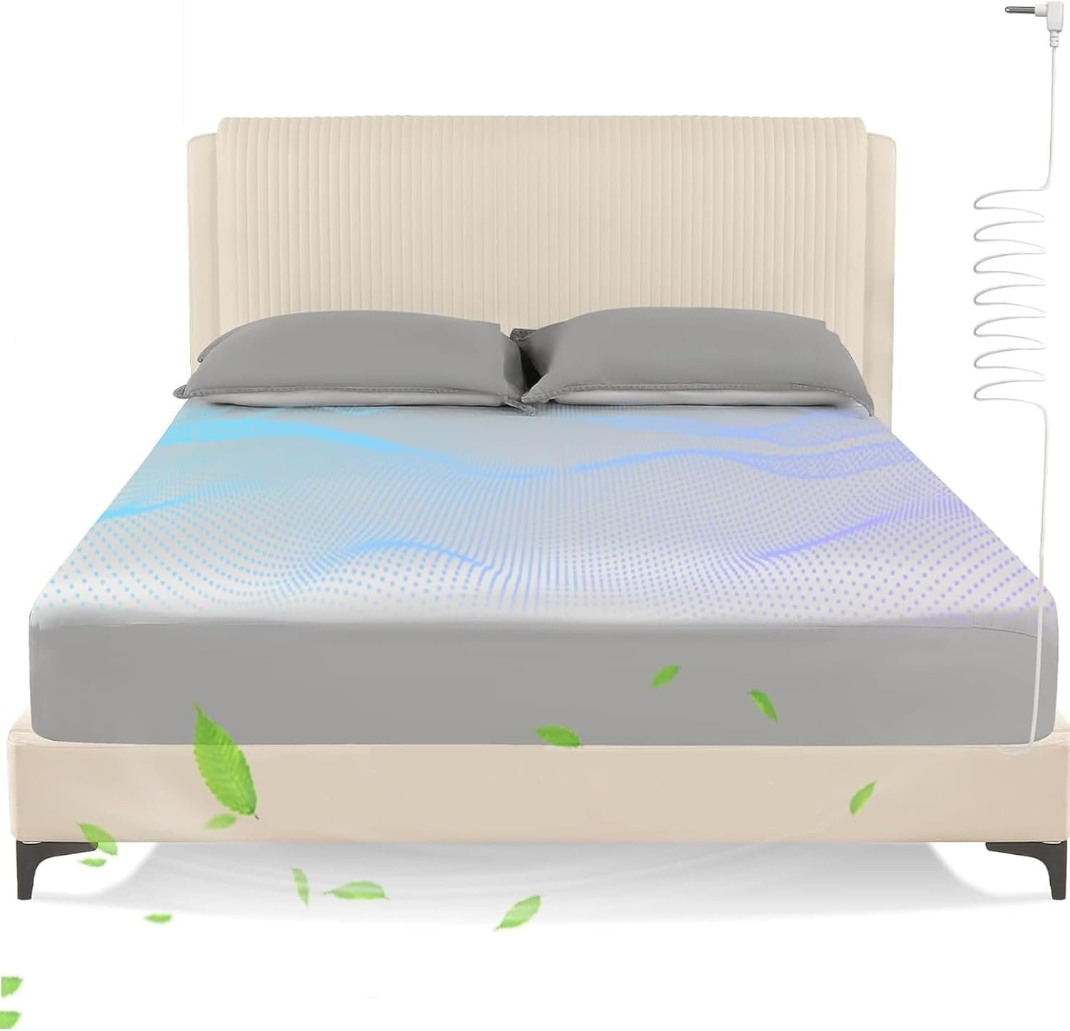 Grounding Sheets California King Size,Earth Grounded Fitted Bed Sheet 10% Pure Silver Fiber + 90% Organic Cotton, Bed Grounding Kit with grounding Cord for Improved Sleep & Wellness(Gray,80″x72″x15″)