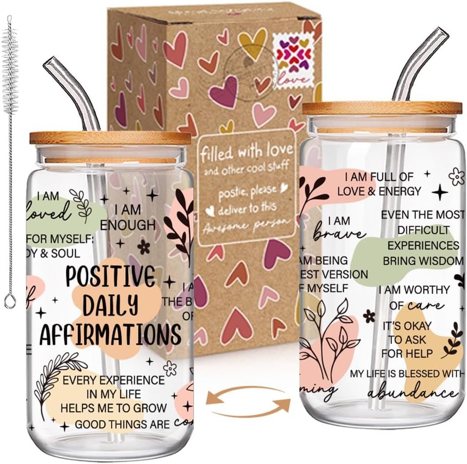 Positive Daily Affirmations Gifts for Women, Mental Health, Funny Sobriety, Self Love, Inspirational Encouragement Cup, Self Care Motivational Gifts for Mom Friend Sister Coworker
