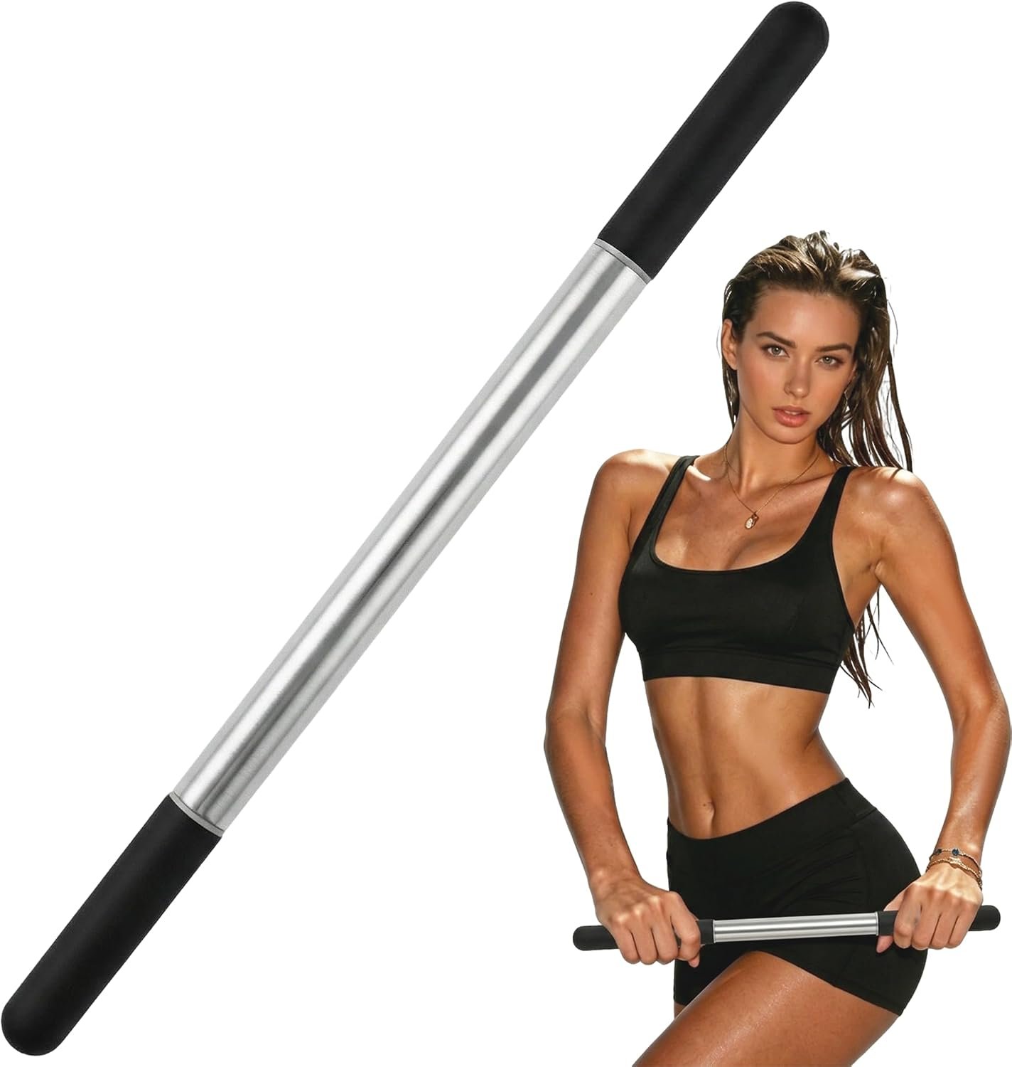 Muscle Roller Stick for Deep Tissue Massage & Myofascial Release | Cold Therapy Roller for Back, Legs, Arms, Shoulders | Massage Roller Stick (Black)