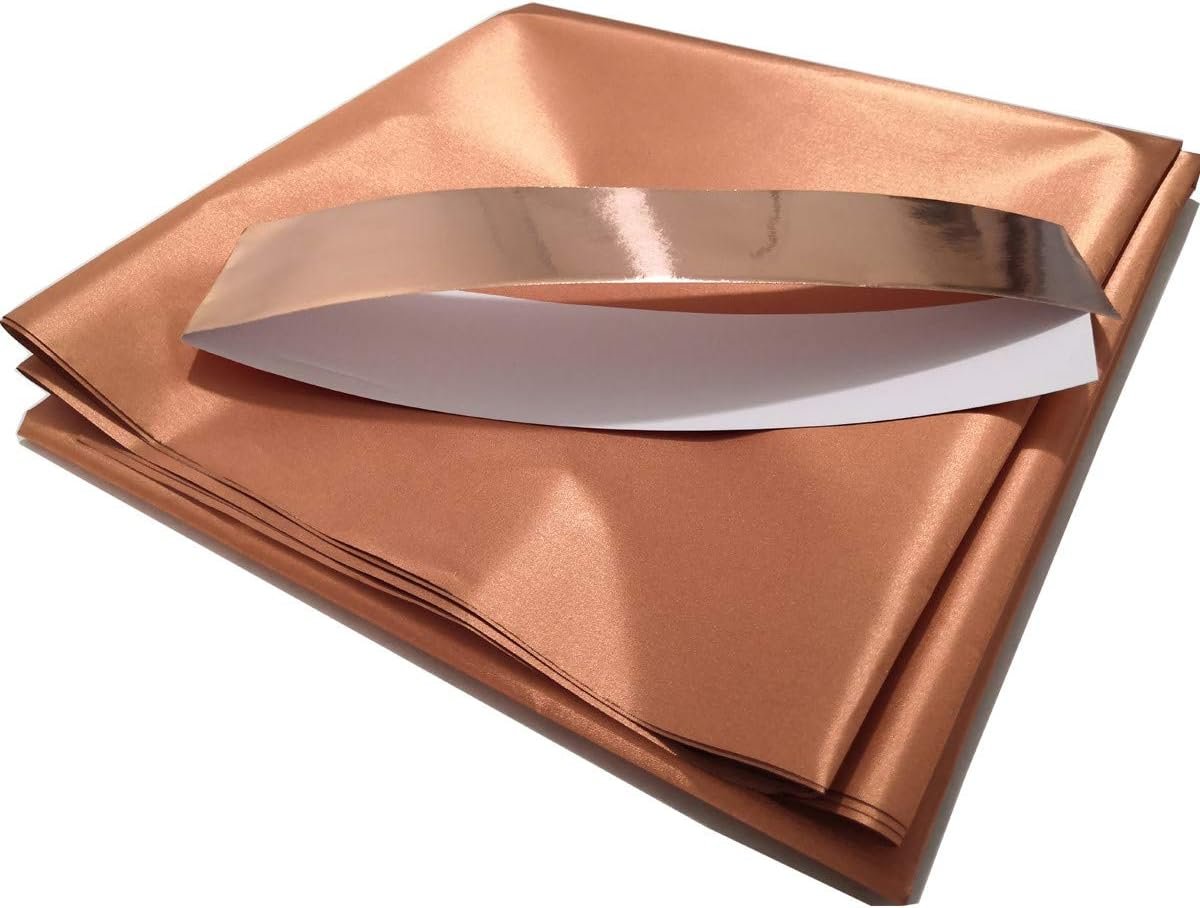 Amradield Pure Copper Fabric Blocking RFID/RF-Reduce EMF/EMI Protection Conductive Fabric- Prevent from Radiation/Singal/WiFi Golden Color 78″x43″ inch