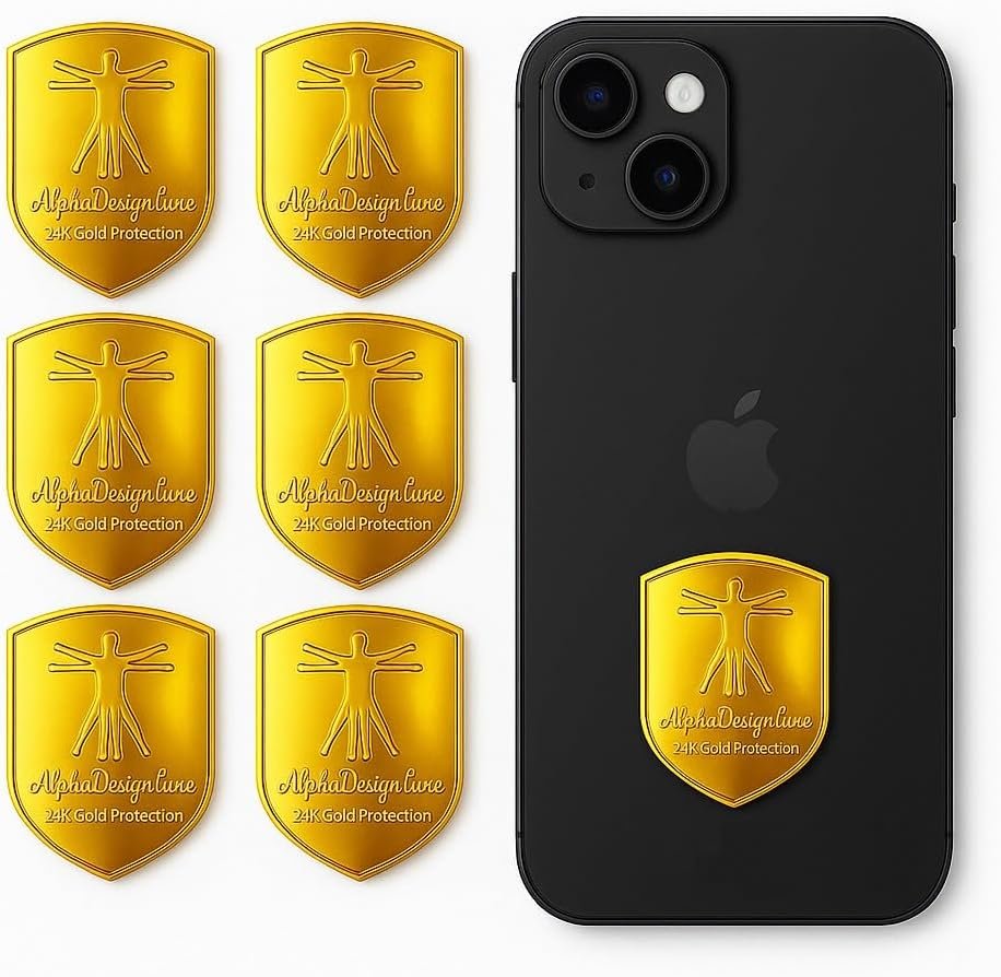 24K Gold Protection Stickers 6-Pack – Stylish Wellness Tags for Phones, Tablets & Electronics – Decorative Device Support Stickers