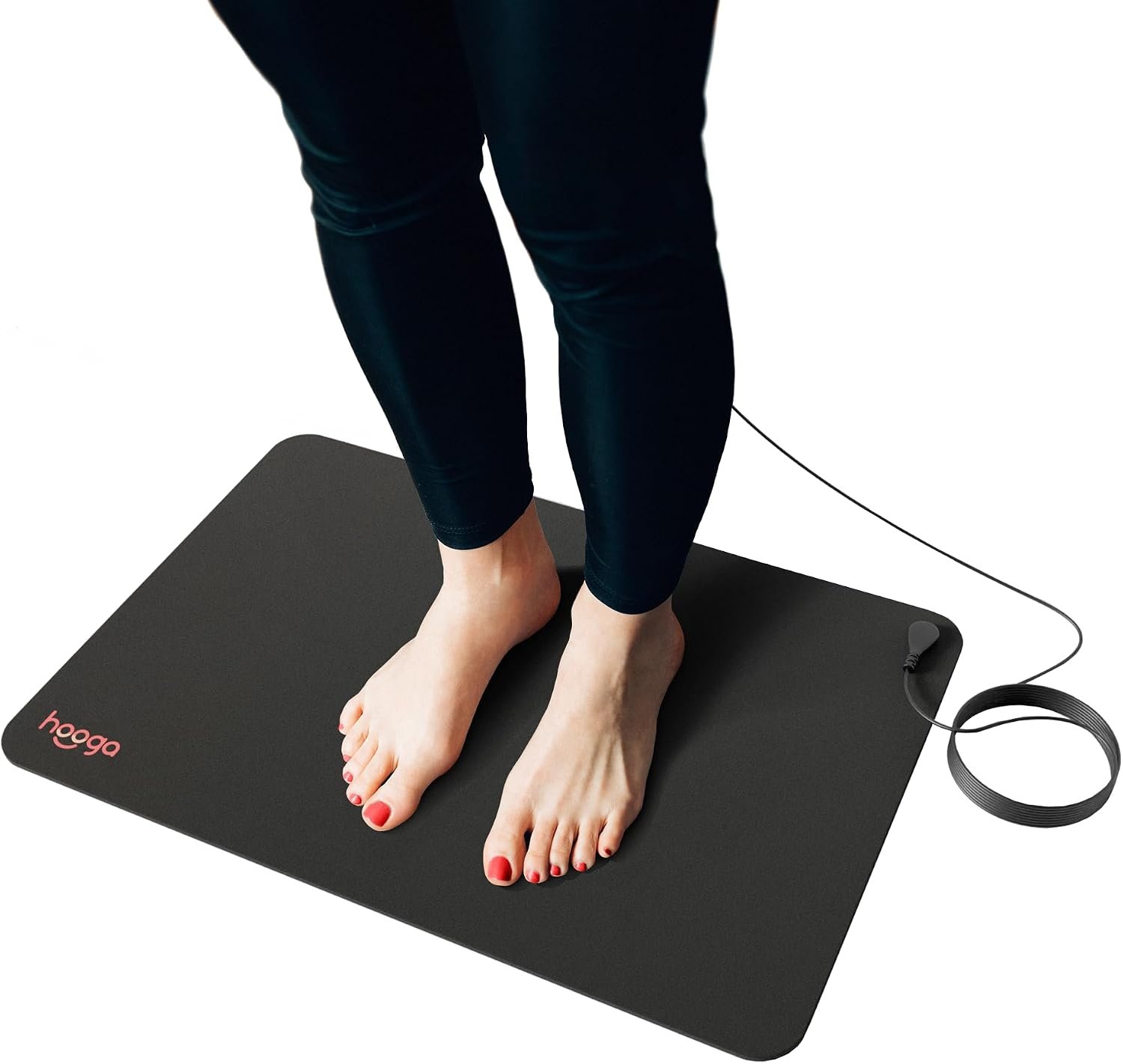 Hooga Grounding Mat for Desk, Feet & Floor – Conductive Carbon Grounding Pad with 15 Ft Cord, Non-Slip Backing, 24″ x 16″ Indoor Grounding Mat