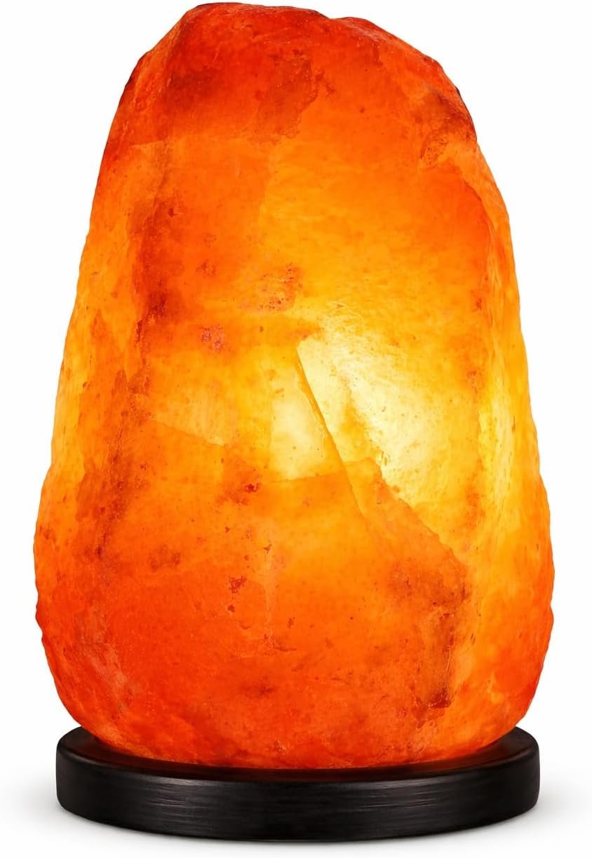 Dimmable Salt Lamp, Natural Himalayan Crystal Rock Salt Lamp Pink Light, Hand Crafted Wooden Base Direct from Foothills of The Himalayas Home Decor, Night Light & Gifts