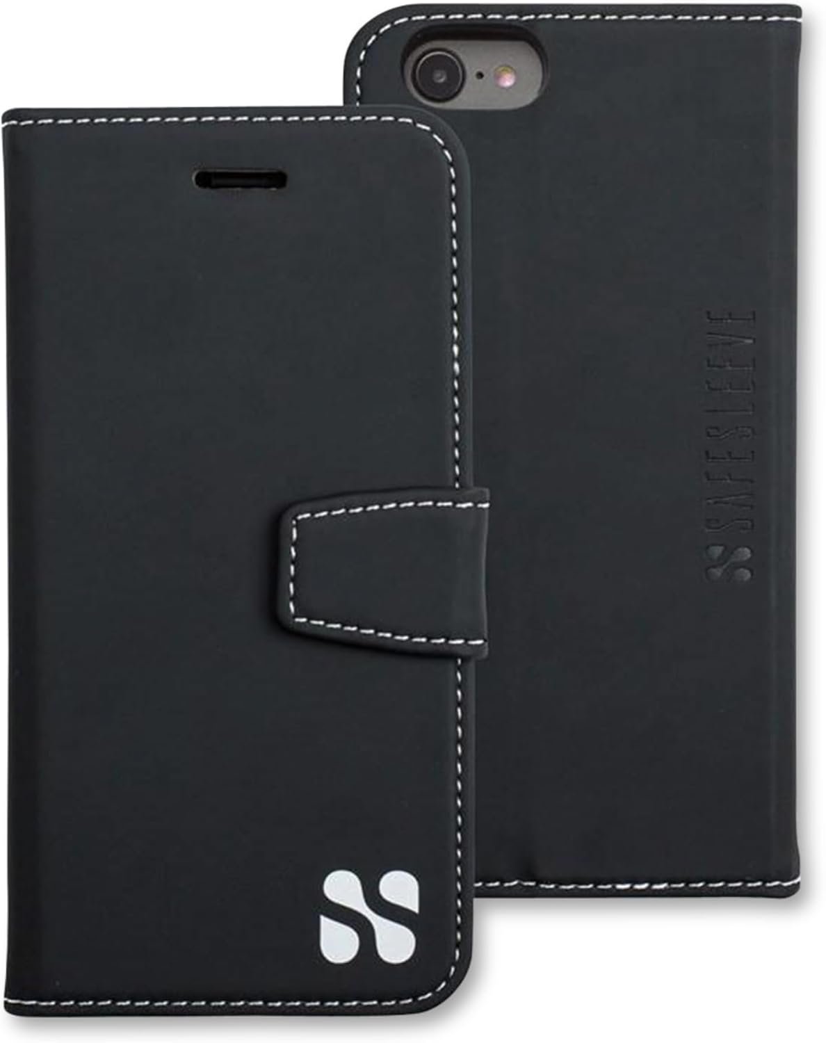 SafeSleeve EMF Protection Anti Radiation iPhone Case: iPhone 8, iPhone 7 and iPhone 6 RFID EMF Blocking Wallet Cell Phone Case (Black)
