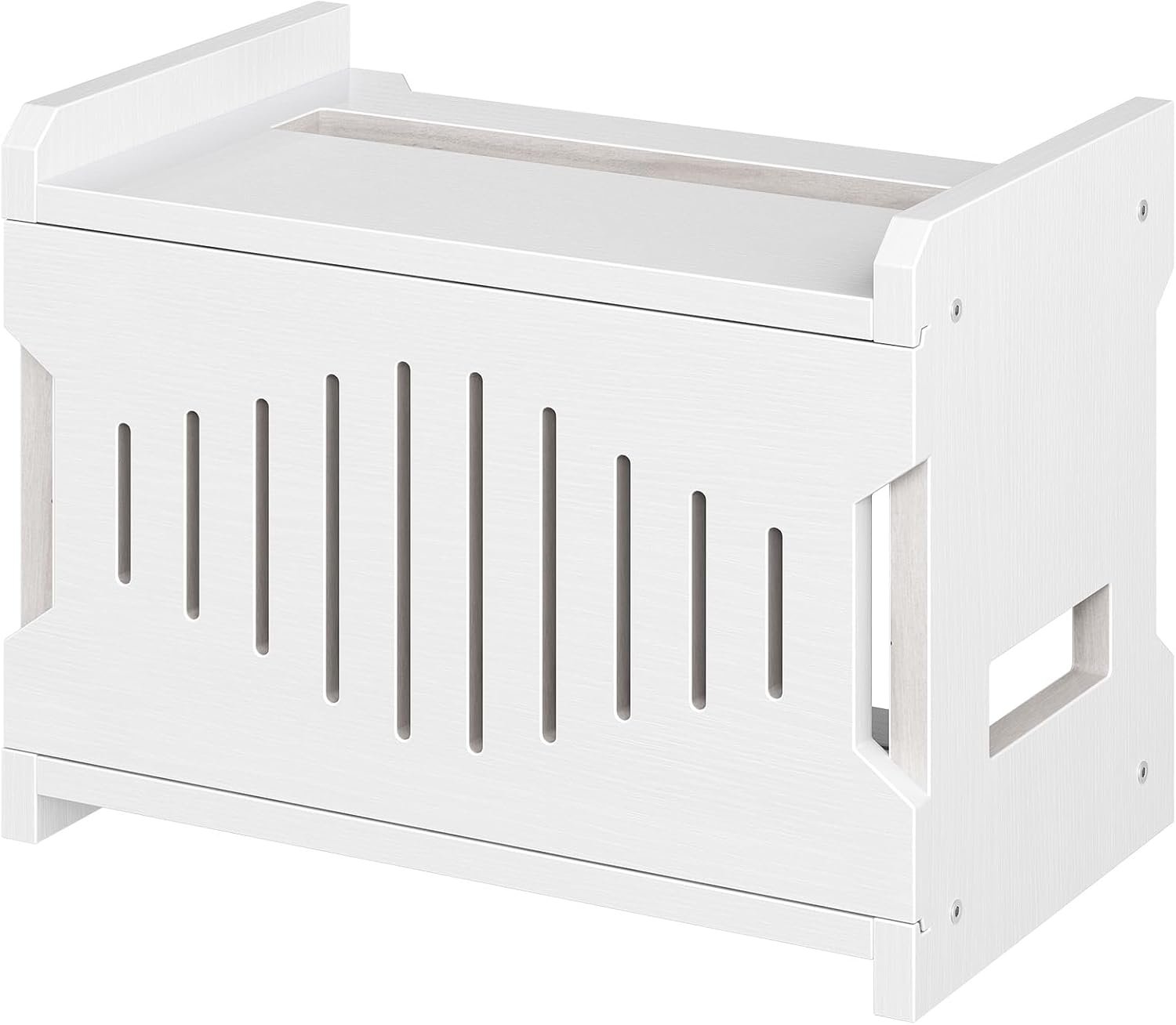 HOOBRO Wi-Fi Router Box Hider, WiFi Router Storage Box with Cable Management & Ventilation, Decorative Router Cover for Modem, Power Strip & Wires, Space Saving Tabletop Shelf, White WT125CJ01