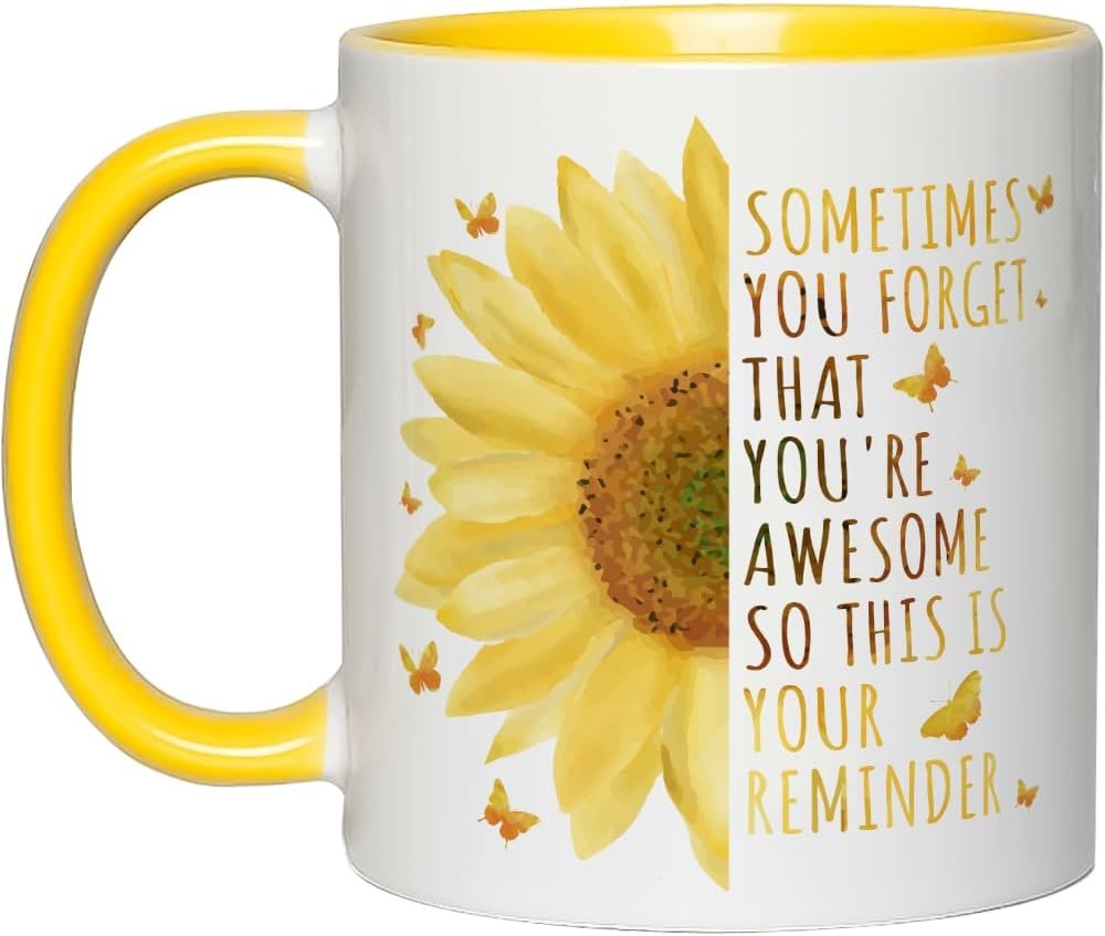 Inspirational Gifts For Women, Motivational Sunflower Mug, Encouragement Gifts for Teacher Coworker Friends Boss Sister Daughter Birthday Mothers Day 11OZ
