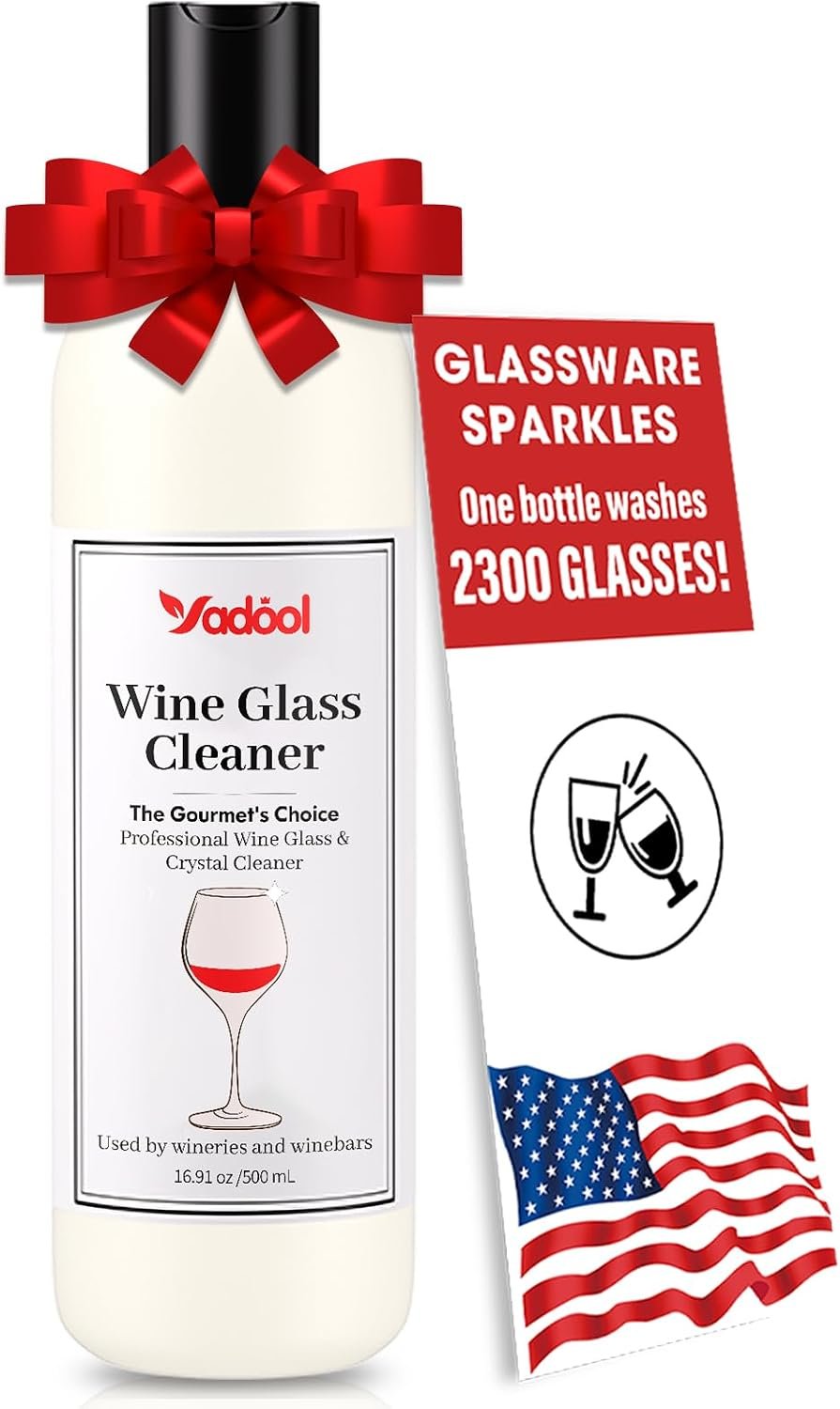 Wine Glass Cleaner and Crystal Cleaning Liquid, Effectively Removers Odors, Grease, Lipstick, Dirt, Residuum, and Fingerprints on Wine Glasses, Leaving Them Crystal Clear and Sparkling – 16.91 Oz
