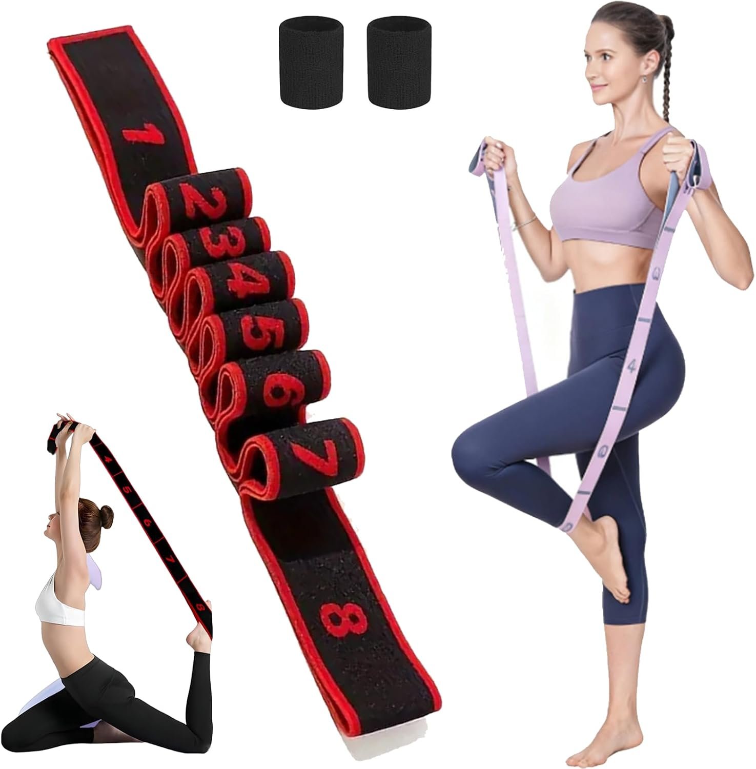 2026 New Fitness Resistance Band, Numbered Fitness Resistance Band for Stretching and Yoga, Full Body Workout Equipment for Home Gym, Glutes Training & Strength for Men and Women