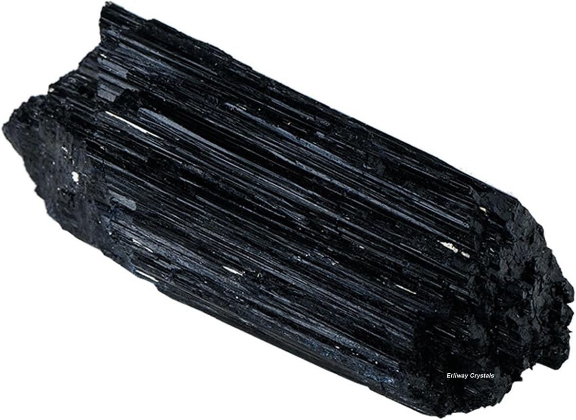 Erliway 1PC Large Raw Black Tourmaline Crystal, 0.22-0.44 lbs Natural Black Tourmaline Raw Stone for Protection, Turmalina Negra Piedra Originales for Meditation Chakra Balance Fountain Home Decor