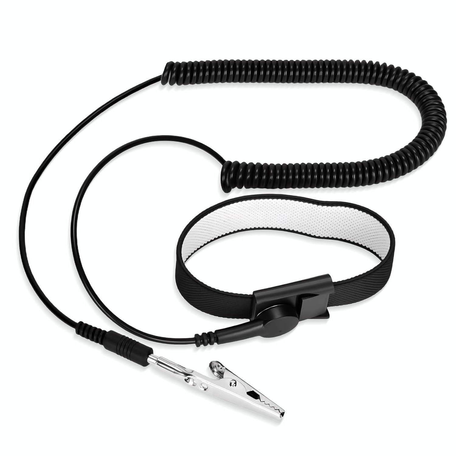 Anti Static Wrist Strap, Adjustable ESD Wrist Strap with Alligator Clip, Grounding Bracelet with Extra Long Cord for PC Building Electronics Repair & Treadmill Static Protection [Regular Size]