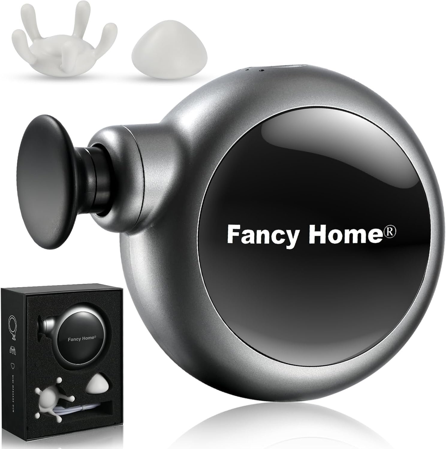 Fancy Home® Mini Massage Gun – Palm Sized Deep Tissue Massager Gun, Unique Small Hand Massager for Circulation, Cordless Powerful 3200 RPM | Ultra Quiet | Travel Friendly （Black Grey） Father’s Day