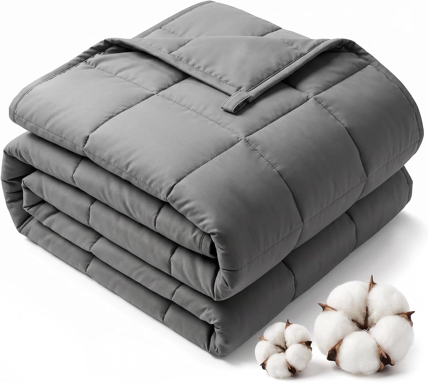 Smart Queen Cooling Weighted Blanket for Adults 15 lbs, 48″x72″ Twin Size Heavy Blanket for Sleeping, Soft Breathable Cotton with Glass Beads, Machine Washable, Grey (Fits 120-160 lbs)