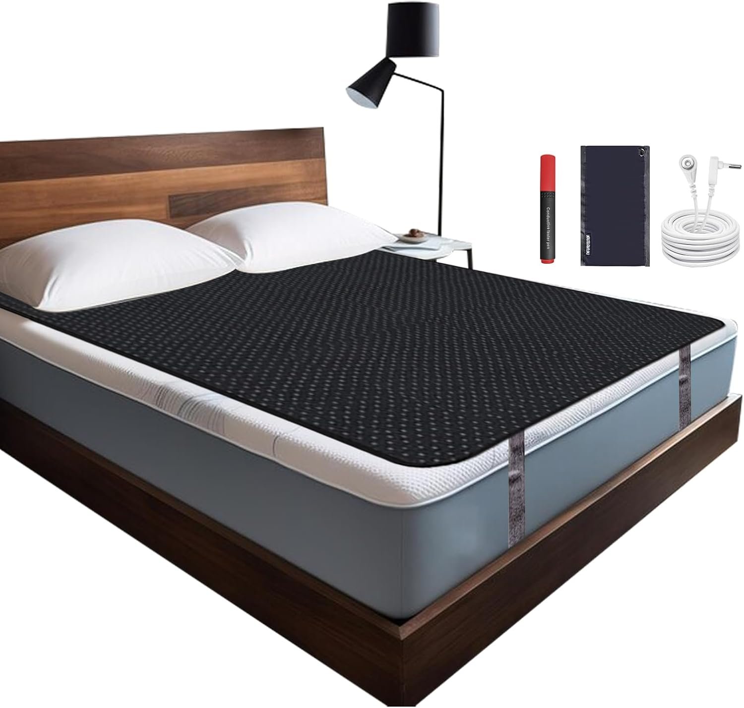 NIULAFR Grounding Mat for Bed, King Size Earth Connected Conductive Grounding Mattress Pad for Better Sleep, Reduce Stress, Improve Health