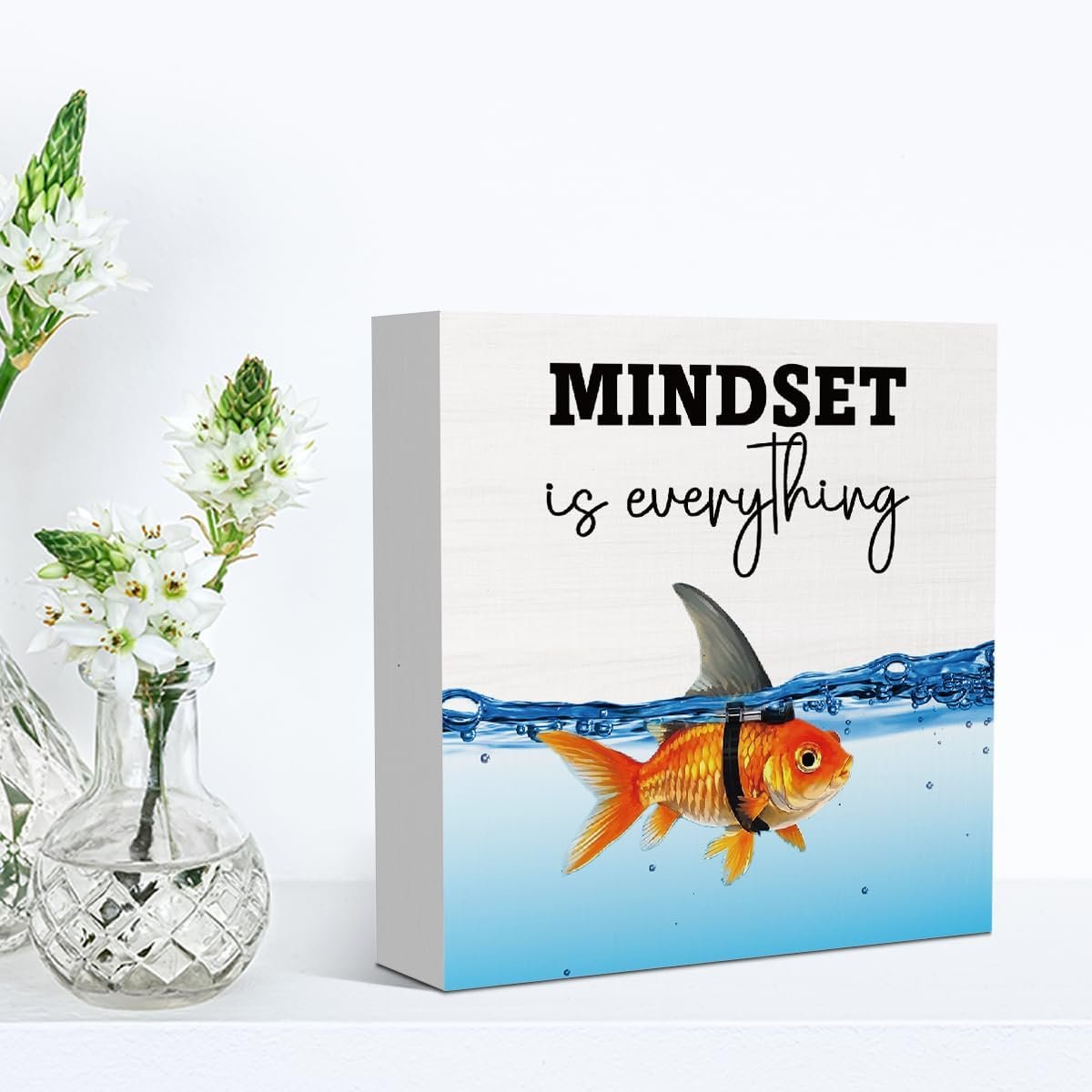 Mindset Is Everything Inspirational Decor for Home Office Desk Bedroom Table Inspirational Gifts for Women Coworkers Friends 5 X 5 Inches