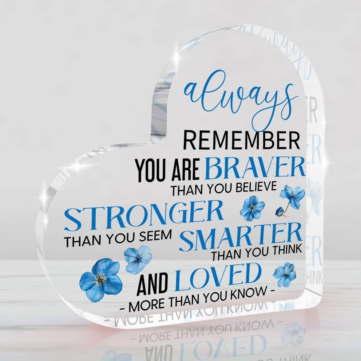 Motivational Desk Decor Inspirational Home Office Desk Decor Heart Shape Acrylic Plaque Inspirational Gifts for Women Friend Coworker Bestie Christmas Birthday Gift