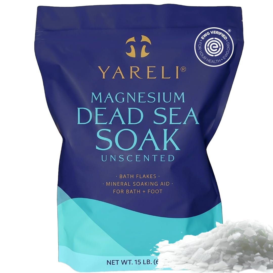 Yareli Magnesium Flakes, 15lb Dead Sea Bath Soak, Alternative to Epsom Salt